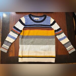 🧡💙🩶 The Loft Striped Multicolor Women’s Sweater 🩶💙🧡